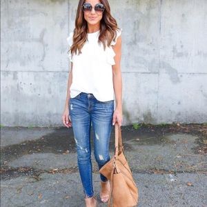 Fiona White Ruffle Top